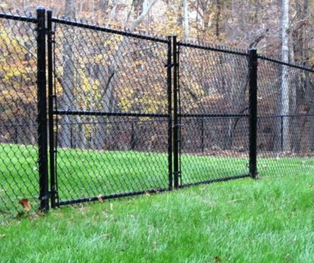 VINYL COATED STEEL DOUBLE PANEL SWING CHAIN LINK GATE BLACK.