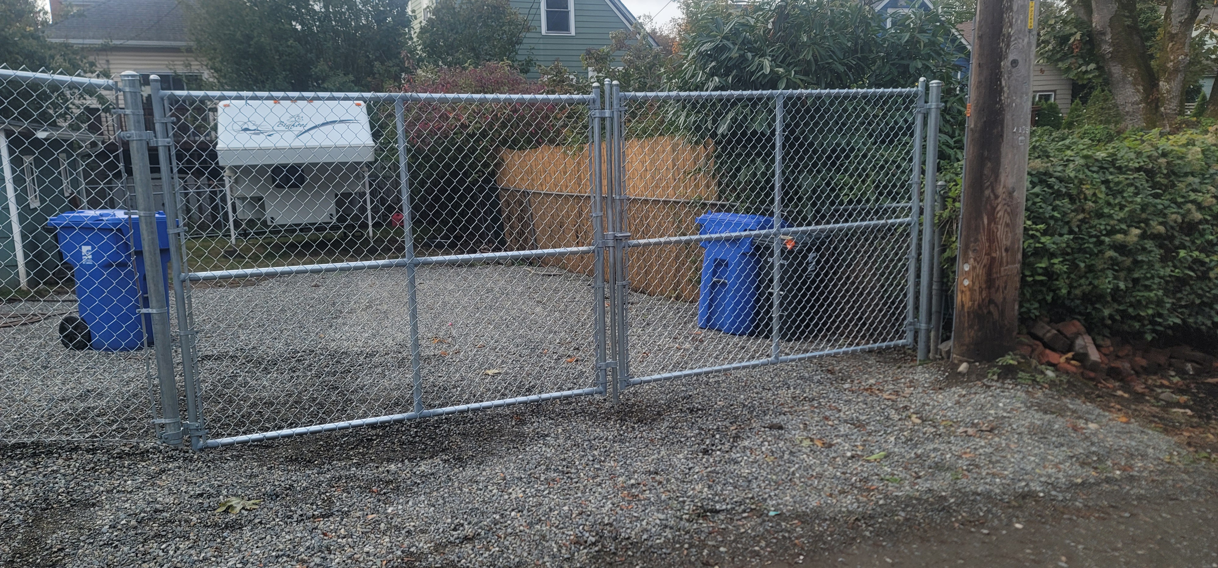 DOUBLE PANEL GALVANIZED CHAIN LINK GATE.